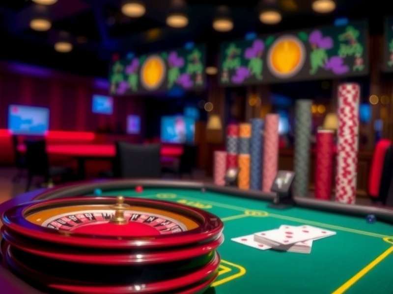 Modern casino interior with gaming tables